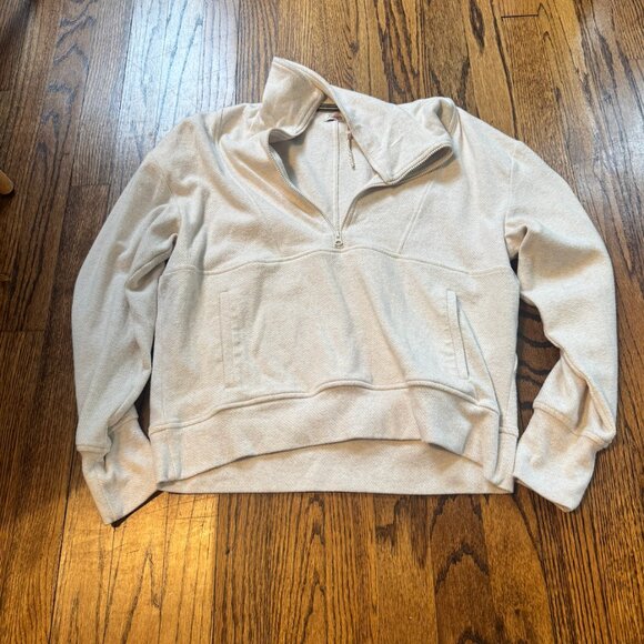 Faherty Legend™ Lounge Half Zip Sweatshirt - Off White - Picture 2 of 7